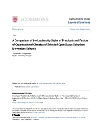 A Comparison of the Leadership Styles of Principals and Factors of Organizational Climates of Selected Open Space Suburban Elementary Schools