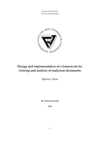 Design and Implementation of a Framework for Viewing and Analysis of Malicious Documents