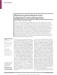 Neisseria Gonorrhoeae Host Adaptation and Pathogenesis