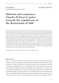 Oblivion and Vengeance: Charles II Stuart's Policy Towards The