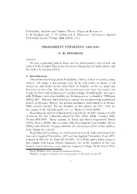 Probability, Analysis and Number Theory