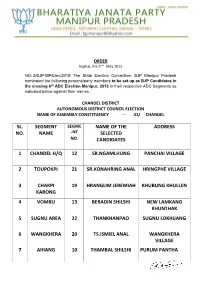 Sl. No. Segment Name Name of the Selected Candidates