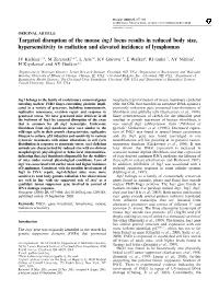 Targeted Disruption of the Mouse Ing1 Locus Results in Reduced Body Size, Hypersensitivity to Radiation and Elevated Incidence of Lymphomas