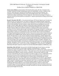 2018 USABP Biennial Conference: the Science of Connection: Honoring Our Somatic Intelligence Breakout Session Speaker Biographies in Alpha Order