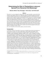 Determining the Risk of Phytophthora Ramorum Spread from Nurseries Via Waterways1