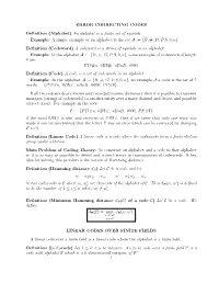 ERROR CORRECTING CODES Definition (Alphabet)