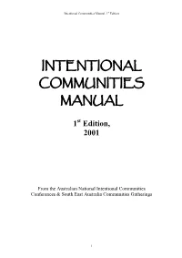 Intentional Communities Manual, 1St Edition