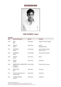 TOBY SCHMITZ | Actor