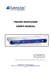 Fmx480 Digiplexer User's Manual
