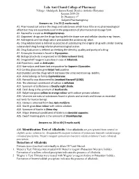 Pharmacognosy Answers No