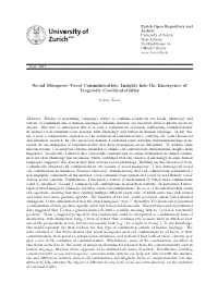 Social Mongoose Vocal Communication: Insights Into the Emergence of Linguistic Combinatoriality