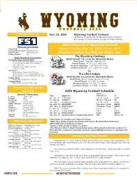 112320Fbrewyoming Vs. UNLV Game Notes.Indd