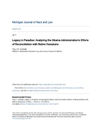 Analyzing the Obama Administration's Efforts of Reconciliation with Native