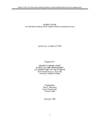 Desert Fever: an Overview of Mining History of the California Desert Conservation Area