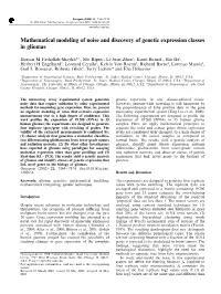 Mathematical Modeling of Noise and Discovery of Genetic Expression Classes in Gliomas