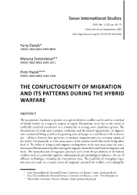 Patterns of the Migration During the Hybrid Warfare and Its Conflictogenity