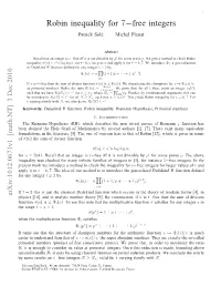 Robin Inequality for 7−Free Integers