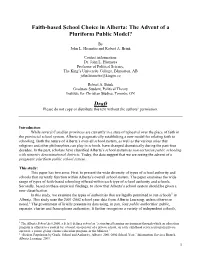 School Choice and Faith-Based Schooling in Alberta