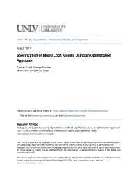 Specification of Mixed Logit Models Using an Optimization Approach