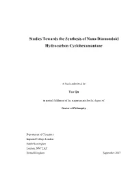 Studies Towards the Synthesis of Nano-Diamondoid Hydrocarbon Cyclohexamantane