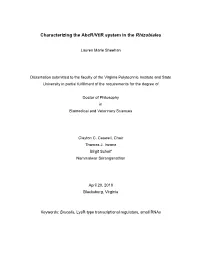 Characterizing the Abcr/Vtlr System in the Rhizobiales