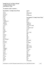 FOSS® Materials and Motion Module Vocabulary/Glossary Terms NGSS Edition © 2018