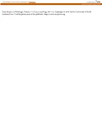 From Studies in Philology, Volume 115 Issue 2 and Page 397-416