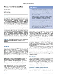 Gestational Diabetes Key Points