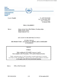 ICC-01/12-01/18 Date: 21 November 2019 Date of Submission: 6 February 2020