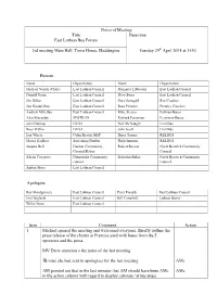 Notes of Meeting Title Date/Time East Lothian Bus Forum Tuesday 29Th