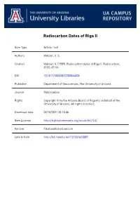 RADIOCARBON DATES of RIGA II Our Standard Procedure of 14C