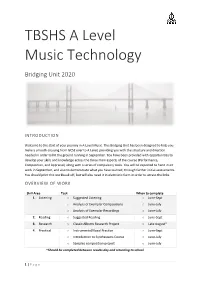 TBSHS a Level Music Technology