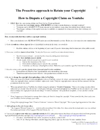 The Proactive Approach to Retain Your Copyright How to Dispute A
