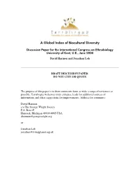 A Global Index of Biocultural Diversity
