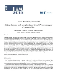 Cutting Diamond Tools Using the Laser Microjet® Technology on a 5-Axis Machine