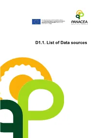 D1.1. List of Data Sources