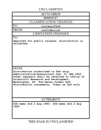 From: Limitation Changes To: From: Authority This Page Is Unclassified