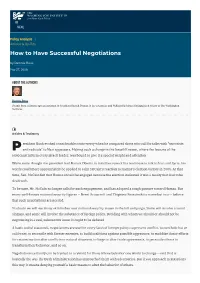 How to Have Successful Negotiations | the Washington Institute