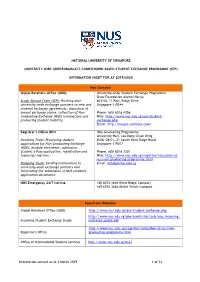 Information Correct As at 4 March 2019 1 of 14 NATIONAL UNIVERSITY
