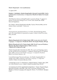 Martin Haspelmath, List of Publications