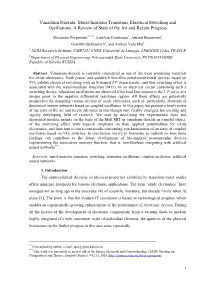 Vanadium Dioxide: Metal-Insulator Transition, Electrical Switching and Oscillations