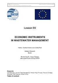 Lesson D3 ECONOMIC INSTRUMENTS in WASTEWATER MANAGEMENT