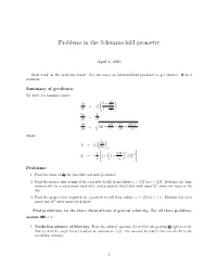 Problems in the Schwarzschild Geometry