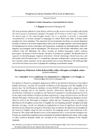 Progress in Colour Studies 2012: List of Abstracts