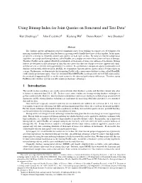 Using Bitmap Index for Joint Queries on Structured and Text Data∗