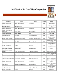 2016 North of the Gate Wine Competition