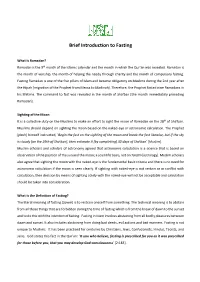 Brief Introduction to Fasting
