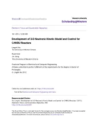 Development of 3-D Neutronic Kinetic Model and Control for CANDU Reactors