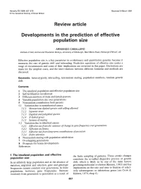 Developments in the Prediction of Effective Population Size