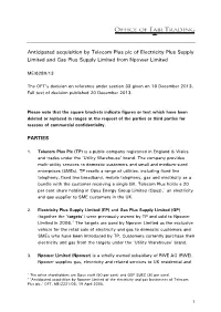 Full Text of the Decision Regarding the Anticipated Acquisition by Telecom